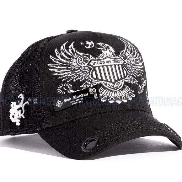 Red Monkey Americana Black RM1465 New Limited Edition Unisex Trucker Hat Cap - Picture 3 of 7